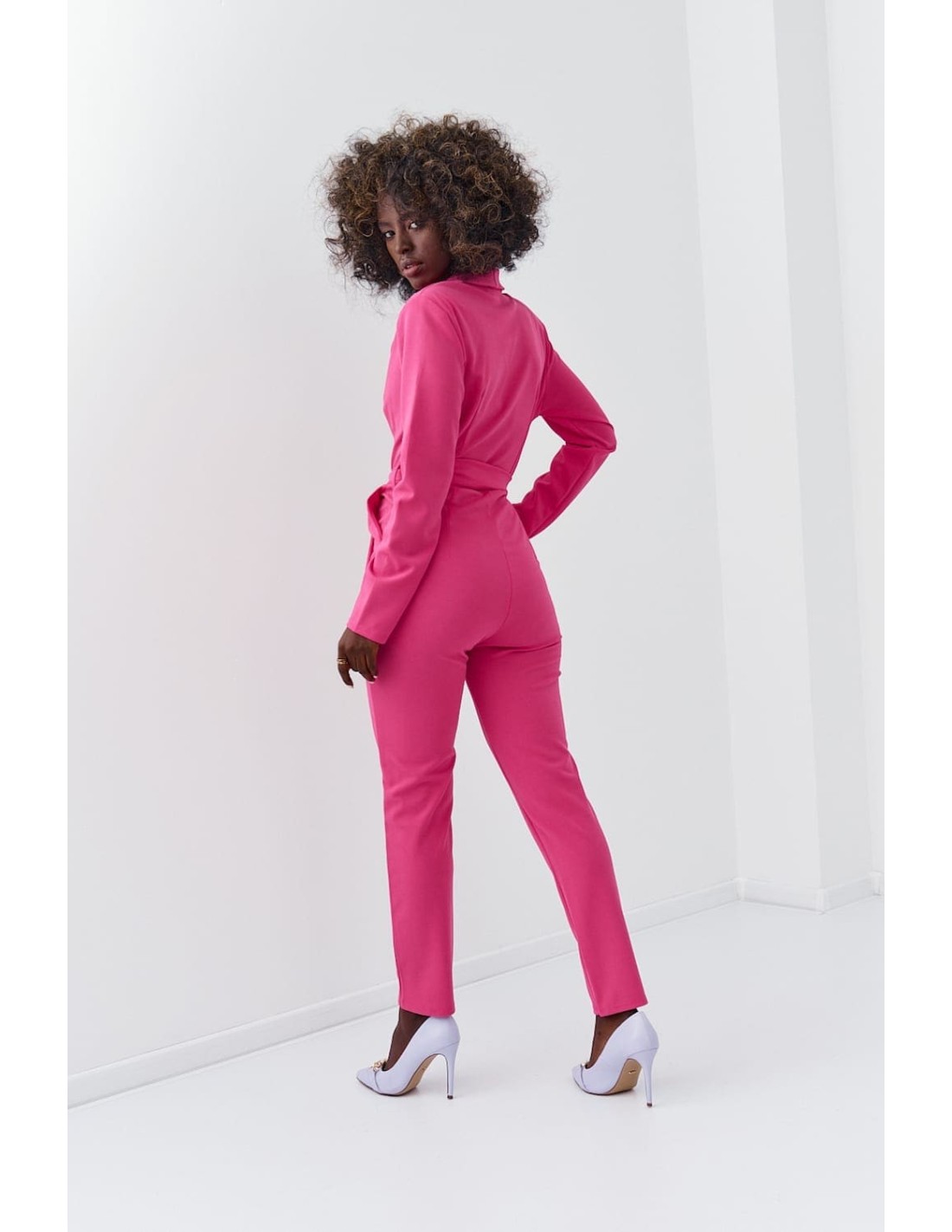 Elegant long-sleeved jumpsuit, amaranth 25280 - Online store - Boutique